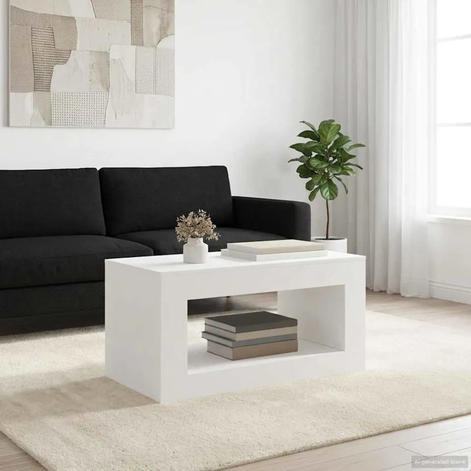 vidaXL Salontafel Wit 99.5 x 50 x 50 cm Bewerkt hout, foto 4