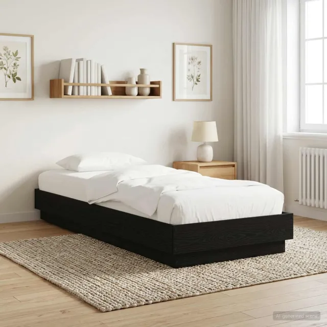 vidaXL Vloerbedframe Zwart eiken 80 x 200 cm Bewerkt hout