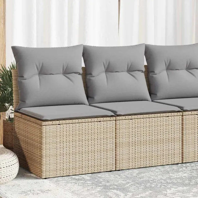 vidaXL 2-delige Loungeset met kussens poly rattan acacia beige, foto 4