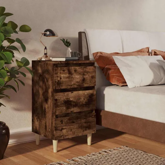 vidaXL Nachtkastje met houten poten 40x35x69 cm gerookt eikenkleurig, foto 2