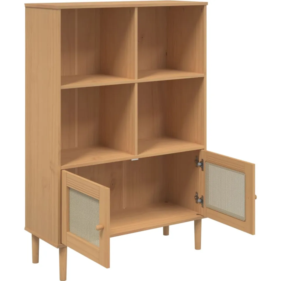 vidaXL Boekenkast SENJA rattan-look 90x35x130 cm grenenhout bruin, foto 4