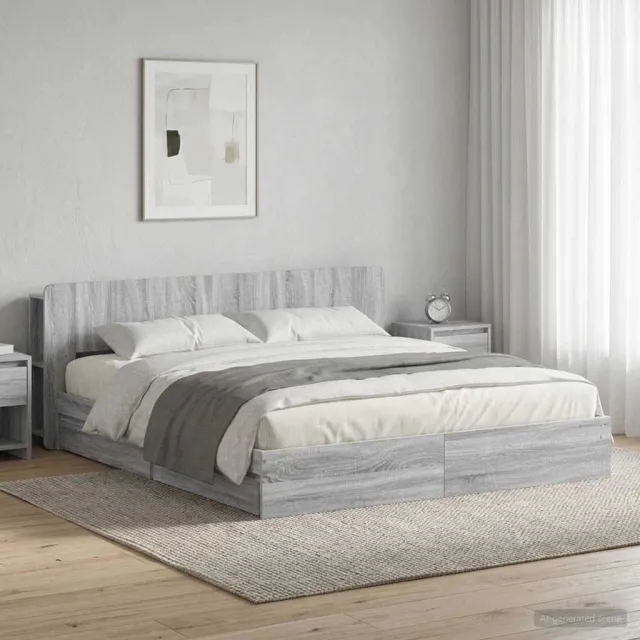 vidaXL Bedframe met opslag Grijs Sonoma 200 x 200 cm Bewerkt hout