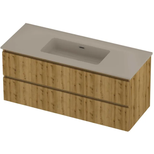 Proline Tribute Badmeubelset Porselein Elegant Enkel 120x46x54 cm Mat Crème Cotton Urban Oak Eiken