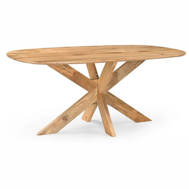 Benoa Eettafel Deens Ovaal Runa mangohout met Houten Onderstel 200x100x76 cm Naturel