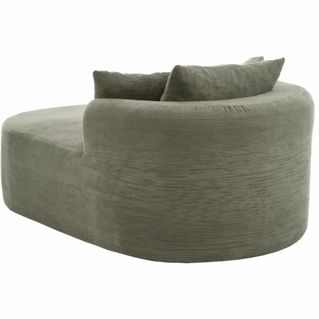 OKWISH Fauteuil 1-Zits - Ovale Relaxfauteuil van Cordstof - Zonder Montage - Extra Diepe Zit voor Woonkamer en Leeshoek - Groen