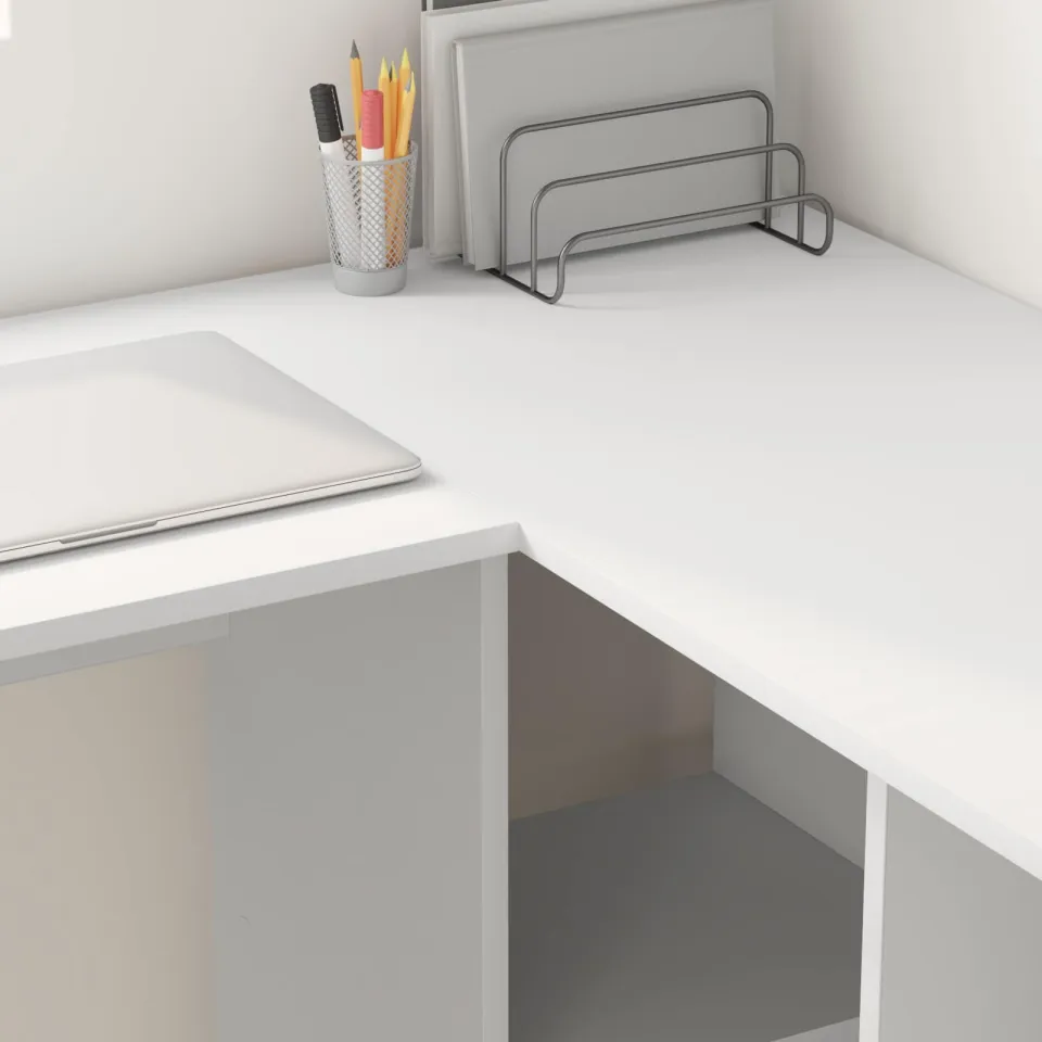 vidaXL Hoekbureau Wit 142 x 102 x 73 cm Bewerkt hout, foto 4