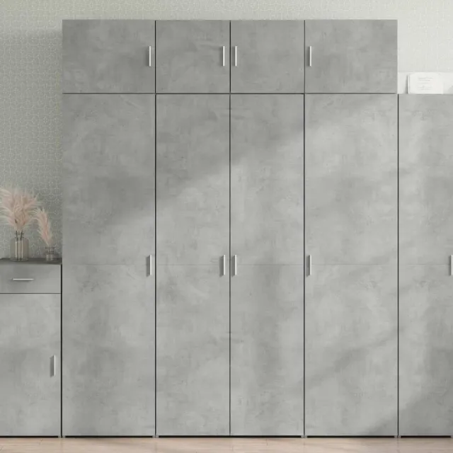 vidaXL Opbergkast 80x42,5x225 cm bewerkt hout betongrijs