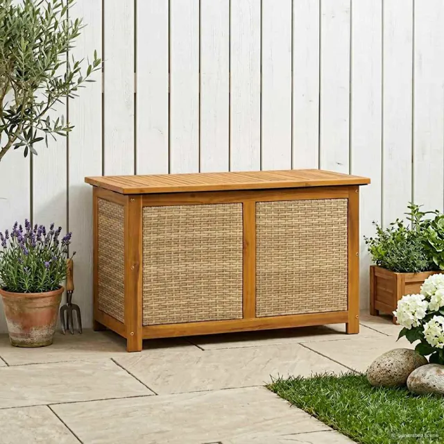 vidaXL Tuinopslagdoos 141 L Massief Acaciahout 90 x 50 x 56 cm Beige, foto 2