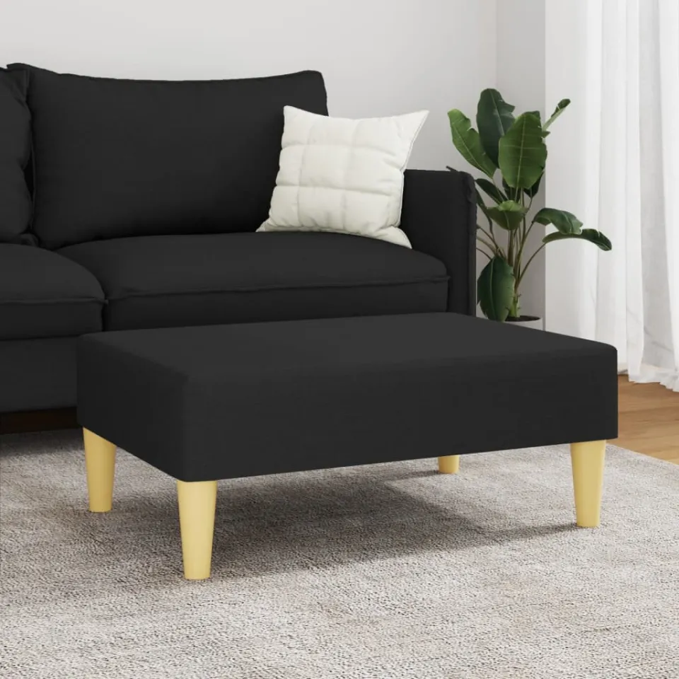 vidaXL Voetenbank 77x55x31 cm stof zwart, foto 3