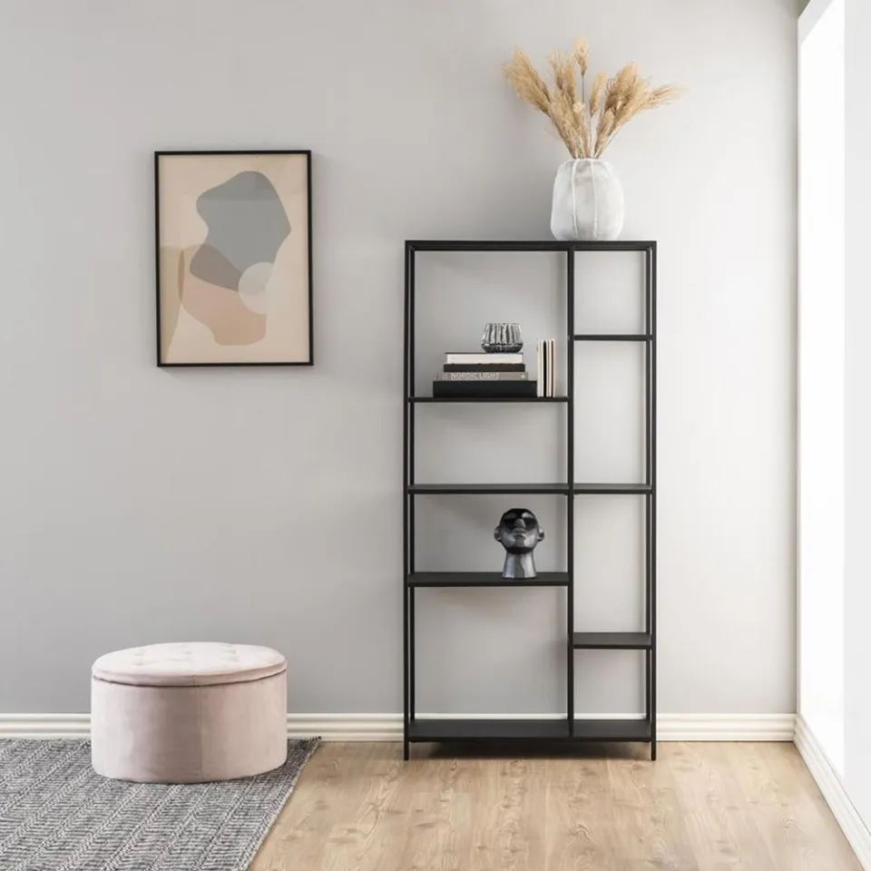 Lisomme Roy metalen boekenkast zwart - 79 x 165 cm, foto 2
