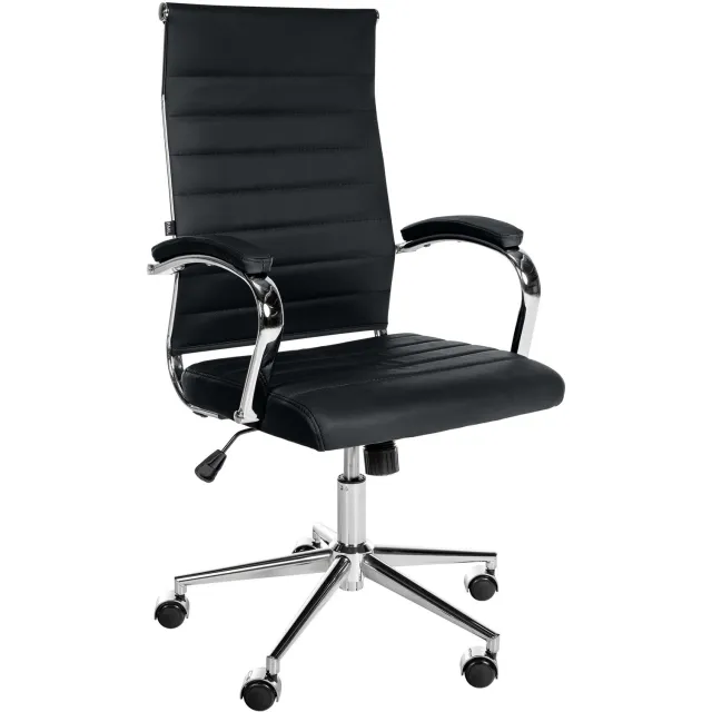 Luxe Comfort Monza 0072 bureaustoel - echt leer - zwart