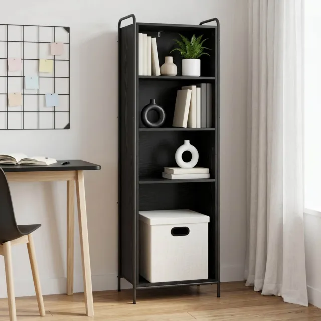 vidaXL Boekenkast 55,5 x 33 x 174 cm Bewerkt hout Zwart eiken, foto 2