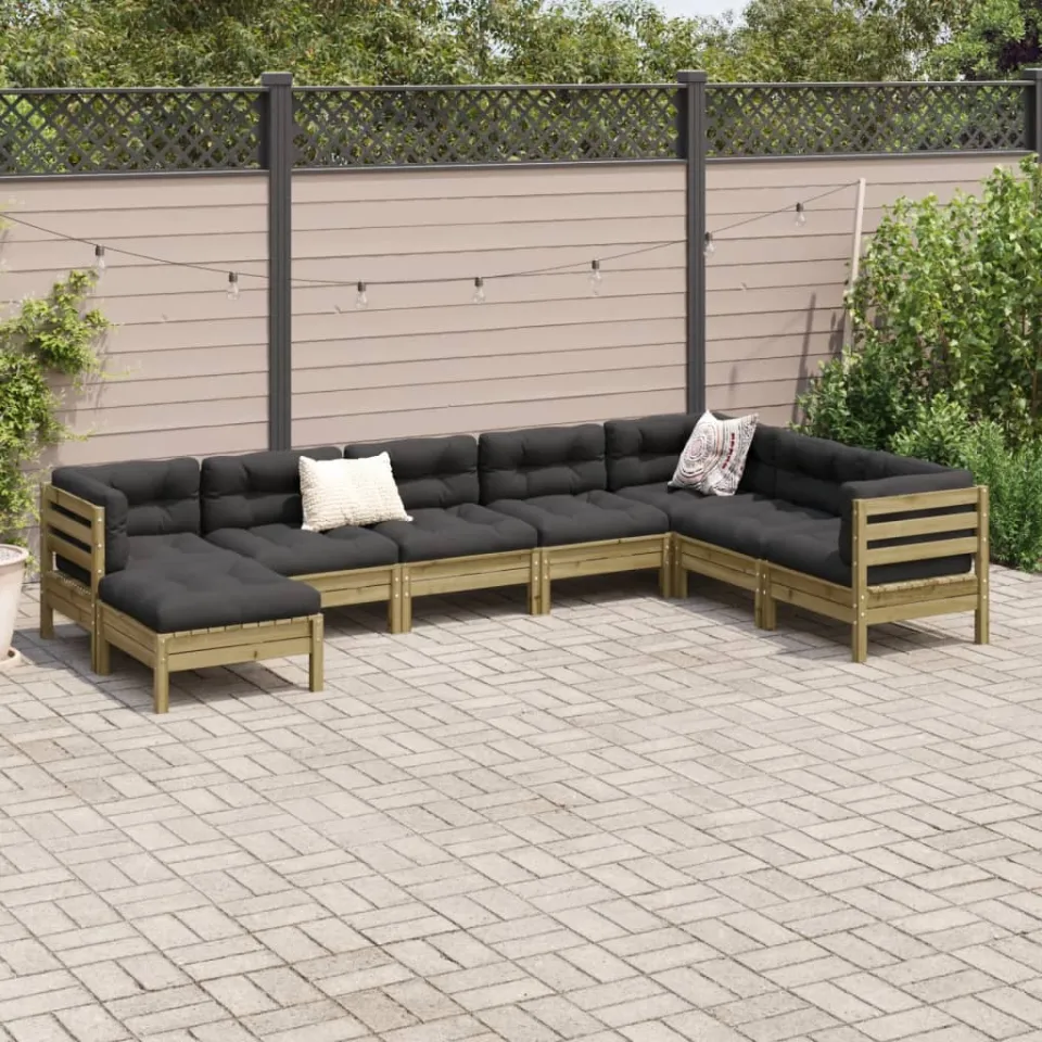 vidaXL 8-delige Loungeset met kussens geïmpregneerd grenenhout bruin, foto 3
