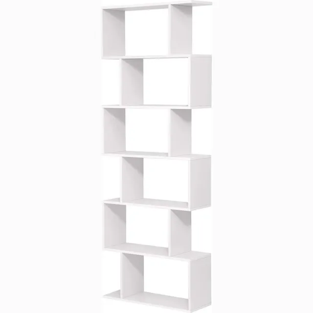 Vasagle Boekenkast, plank, staand rek voor presentatie, vrijstaande kast, decoratieve plank met 6 niveaus, wit LBC61WT