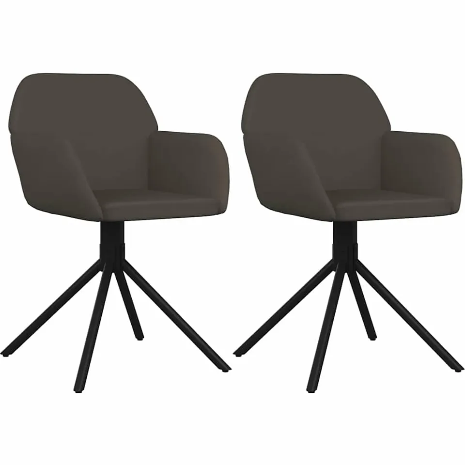 vidaXL Eetkamerstoelen draaibaar 2 st fluweel donkergrijs grijs, foto 3