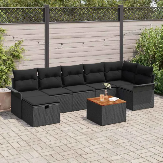 vidaXL Tuinbankenset 8 st Zwart Poly riet, foto 2