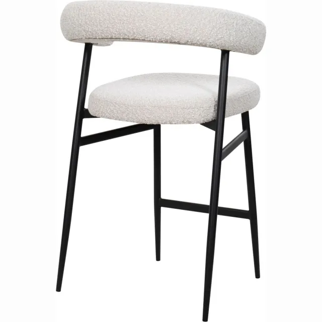 HTfurniture barkruk-cream color-black legs wit