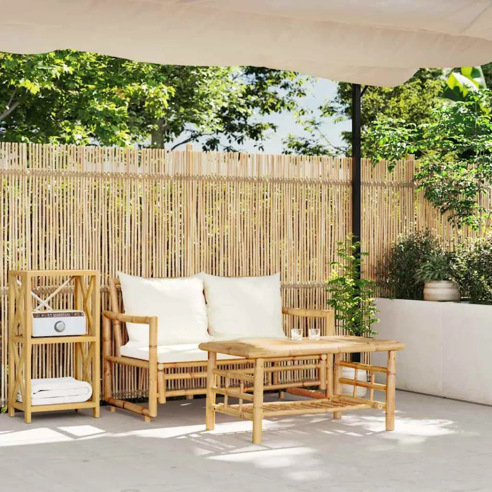 vidaXL 2-delige tuinbankset met kussens van bamboe bruin, foto 2