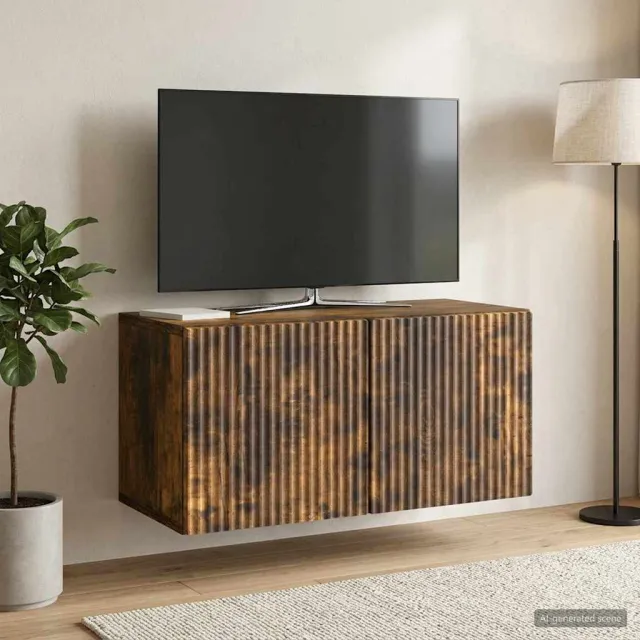 vidaXL Wandbeugel TV-kast 59,5 x 31 x 30 cm Gerookt eiken Bewerkt hout, foto 2
