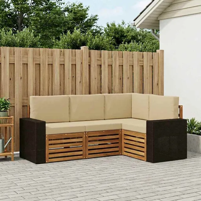 vidaXL Buiten bankenset 4 st 4-zits Natuurlijk en Beige Bruin