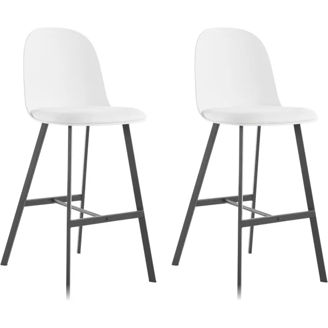 Notio Living Asta-Barkruk - Wit PU - Set van 2 Wit/Grijs