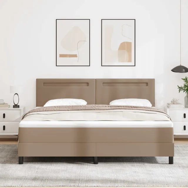 vidaXL Boxspringbed met matras Cappuccino 180 x 200 cm Kunstleer Bruin
