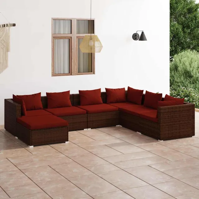 vidaXL 7-delige Loungeset met kussens poly rattan bruin, foto 2
