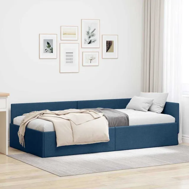 vidaXL Hoekbedframe Blauw 100 x 200 cm Stof