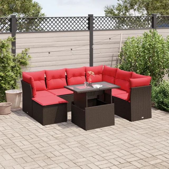 vidaXL 8-delige tuinbankset met kussens, bruin polyrotan, foto 2