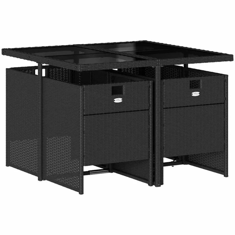 vidaXL 5-delige Tuinset met kussens poly rattan zwart, foto 4