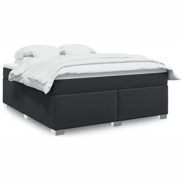 vidaXL Boxspring met matras kunstleer zwart 180x200 cm