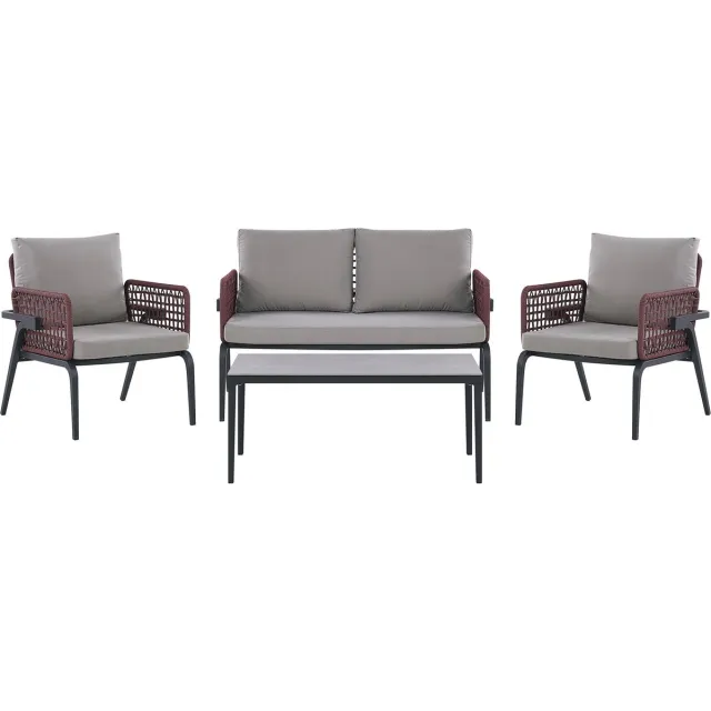 Beliani SCIACCA - Loungeset voor 4 - Grijs - Aluminium