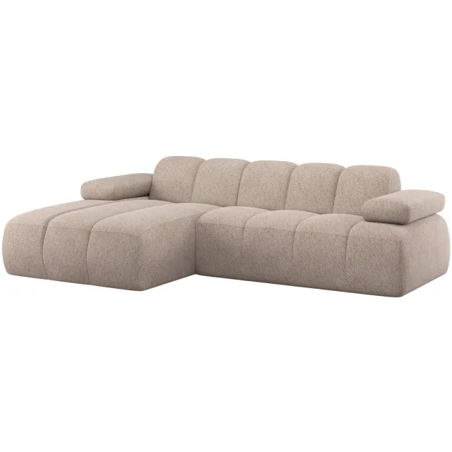 WOOOD Mojo Chaise Longue Bank Links - Bouclé - Beige Melange dark sand
