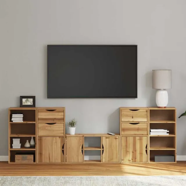 vidaXL 5-delige tv-meubels met opbergruimte ODDA massief grenenhout bruin, foto 2