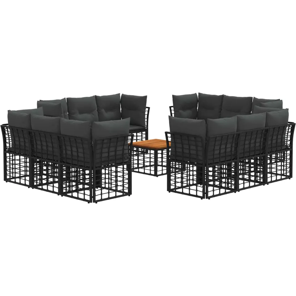 vidaXL Buiten bankenset 13 st Zwart en Donkergrijs Polyester, foto 3