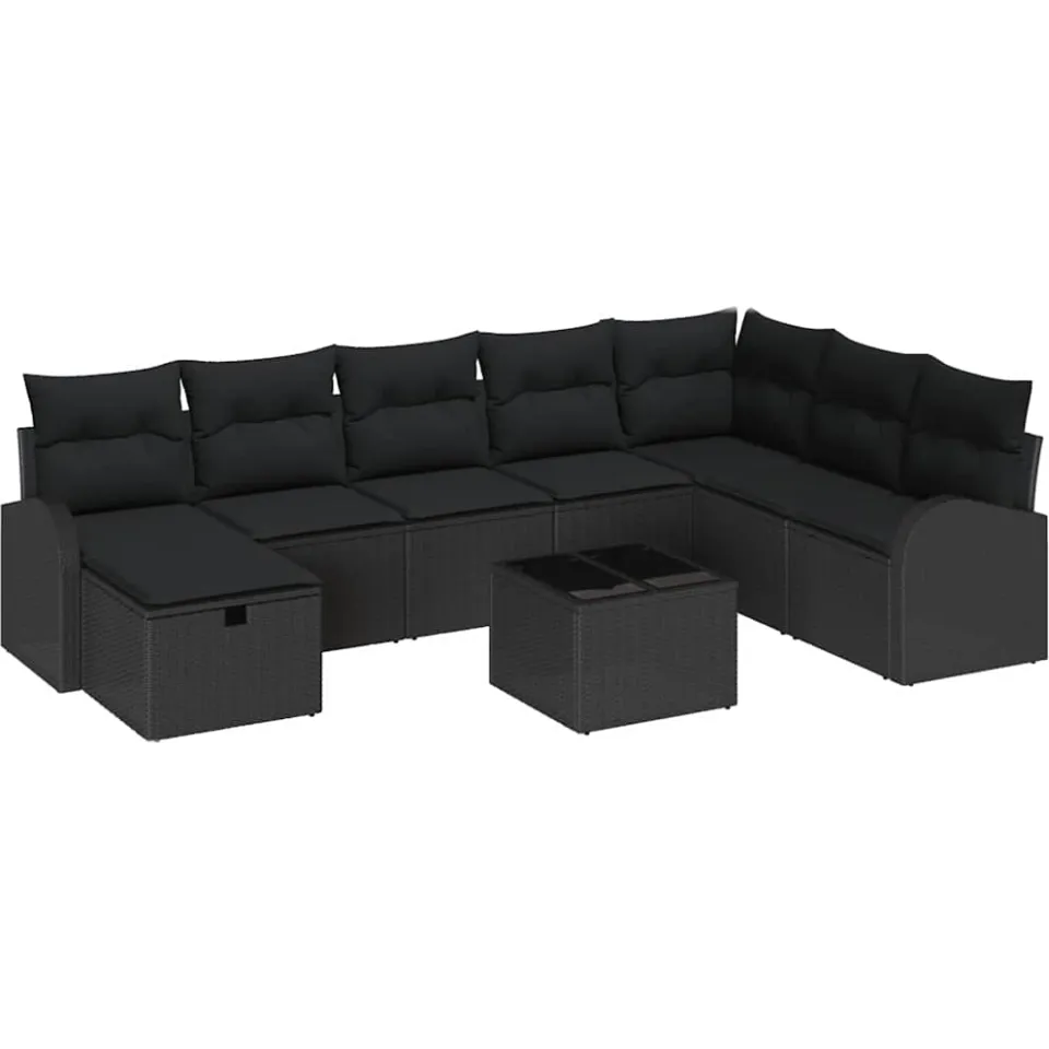vidaXL Tuin Sofa Set 9 st Zwart poly rattan