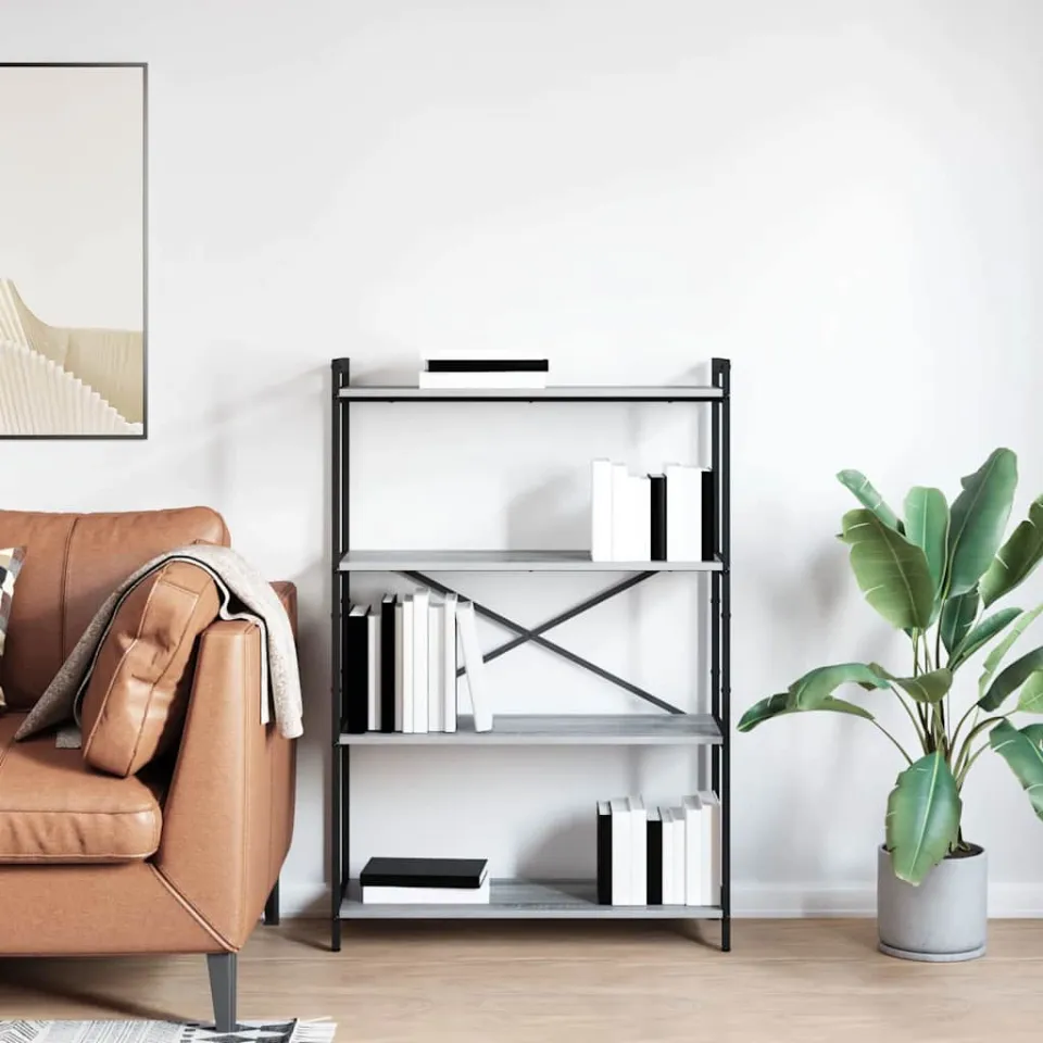 vidaXL Boekenkast 80 x 30 x 120 cm Bewerkt hout Grijs sonoma, foto 5