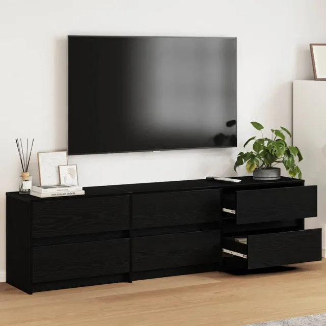 vidaXL TV Eenheden 180 x 34 x 50 cm Zwart Eiken, foto 2