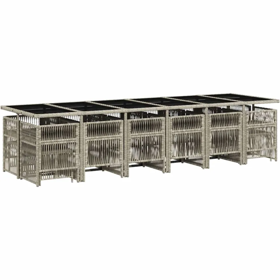 vidaXL 17-delige Tuinset met kussens poly rattan lichtgrijs