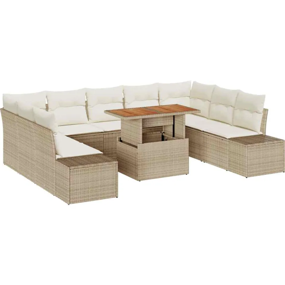 vidaXL Tuin Sofa Set 10 st Beige Poly riet