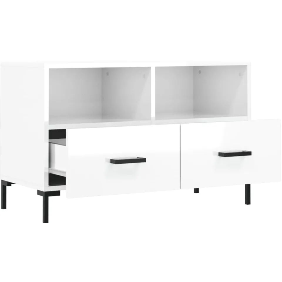 vidaXL Tv-meubel 80x36x50 cm bewerkt hout hoogglans wit, foto 4
