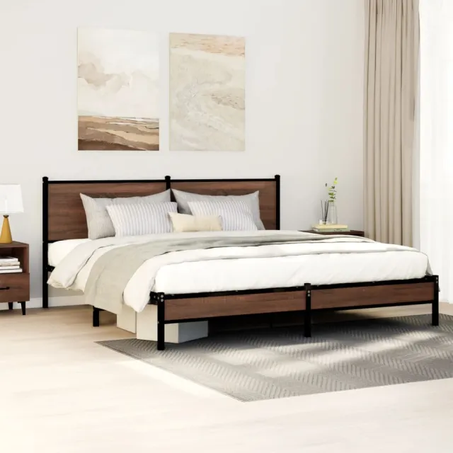 vidaXL Bedframe zonder matras metaal bruin eikenkleurig 160x200 cm