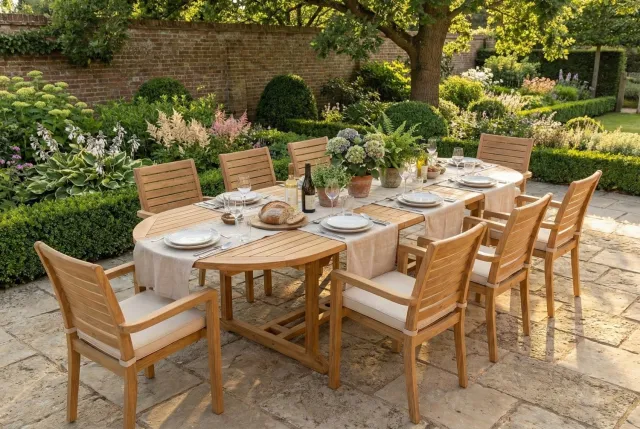 teakea Uitschuifbare tuintafel teak ovaal 200 tot 300 cm Bruin