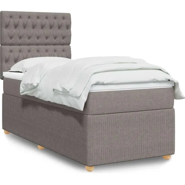 vidaXL Boxspring met matras stof taupe 90x200 cm
