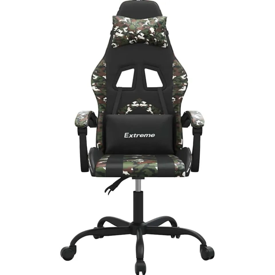 vidaXL Gamestoel draaibaar kunstleer zwart en camouflage Groen