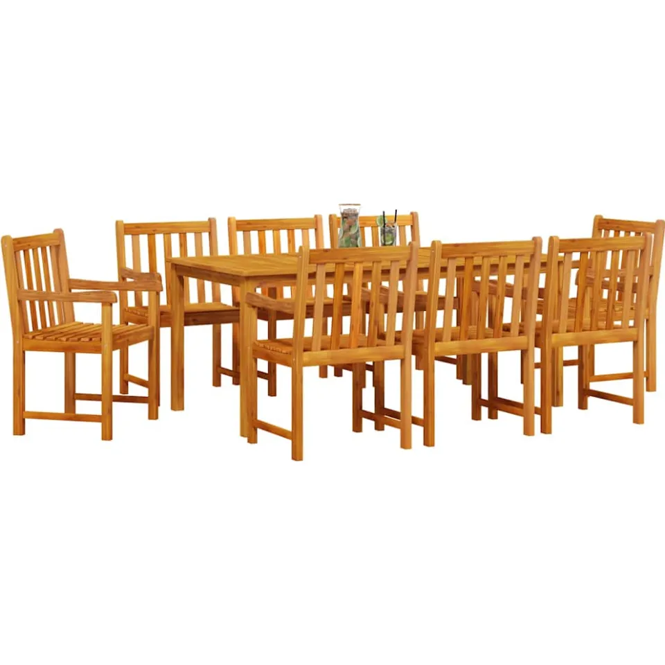 vidaXL Tuin eettafelset 9 st Bruin Massief Acaciahout