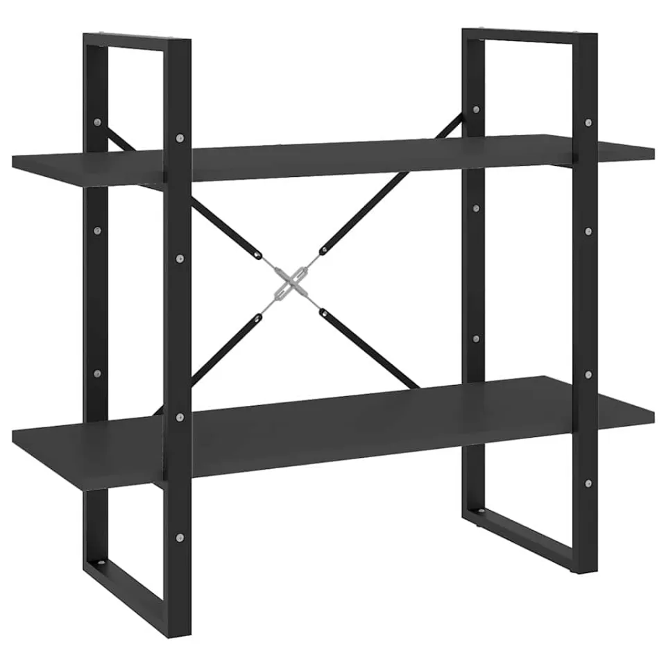vidaXL Boekenkast met 2 schappen 80x30x70 cm bewerkt hout grijs