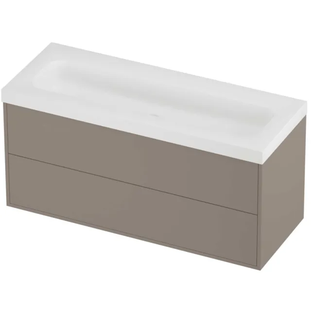 Proline Haga Badmeubelset Polystone Mezza 2 Laden 120x46x58 cm Mat White Clay Beige