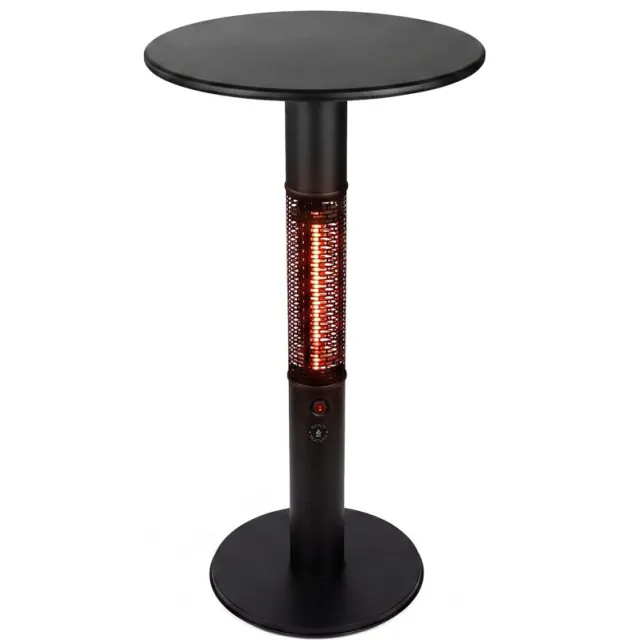 Monti HeatLine Vibe bartafel met terrasverwarmer 1500W ø60cm (h: 110cm) zwart