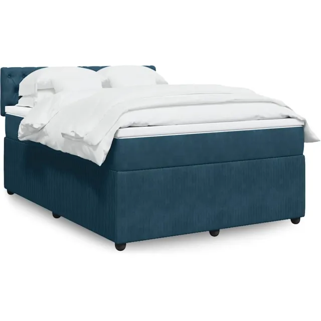 vidaXL Boxspring met matras fluweel blauw 160x200 cm